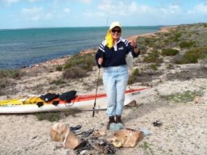 Helen with her first fish on Dirk Hartog - photo Judy Blight