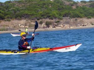 Rod paddles out from Cape Peron on Garden island training day.
